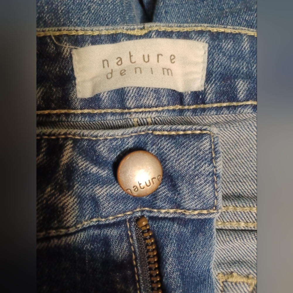 Nature Denim High-Rise Women's Blue Distressed Mom Jeans - Picture 7 of 8
